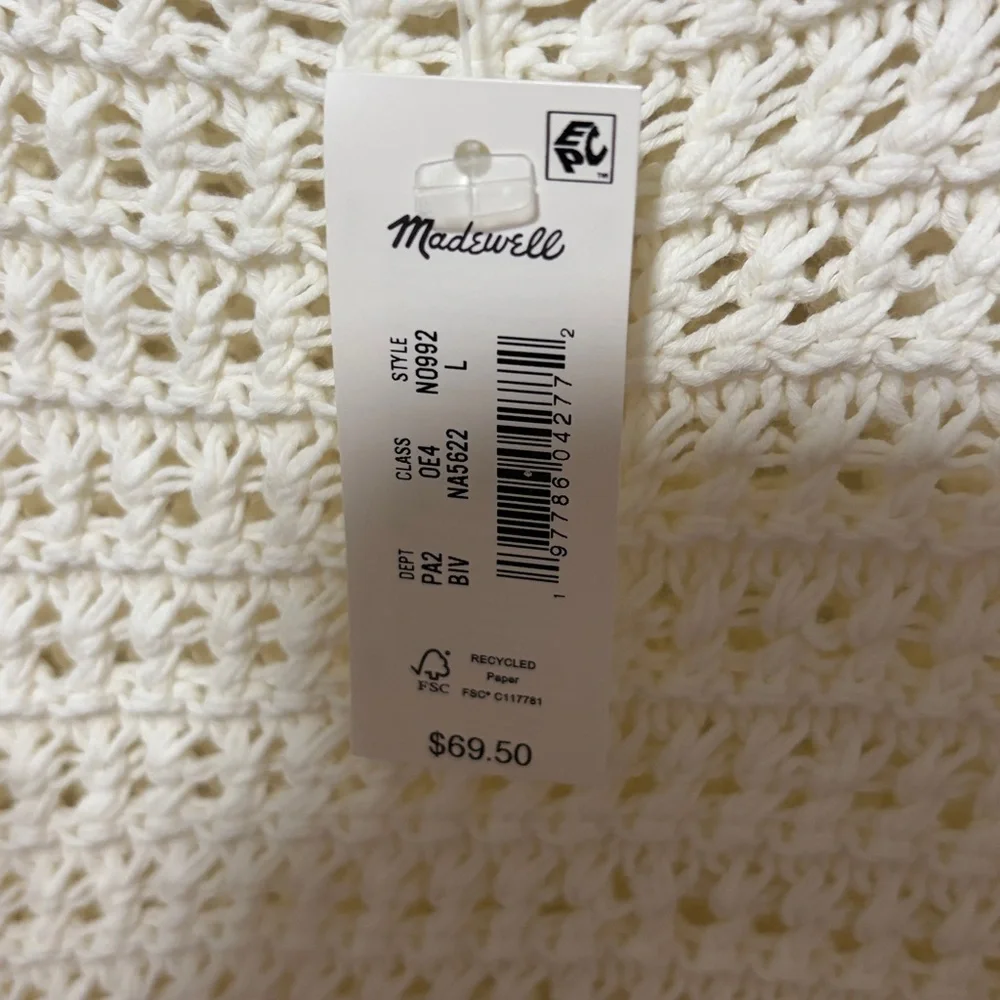 NWT Madewell Crochet Sweater Tank Ivory L - Picture 3 of 4